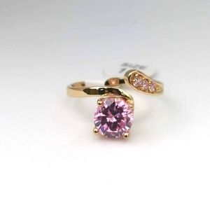 14k Real Gold Plated Ring 9 US Gold Pink Gem